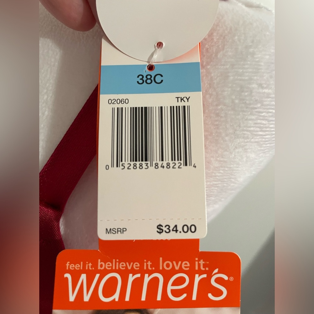 NWT WARNER’S Fall In Luxe Lift Wire-Free Bra Red Satin 38C - Picture 4 of 11
